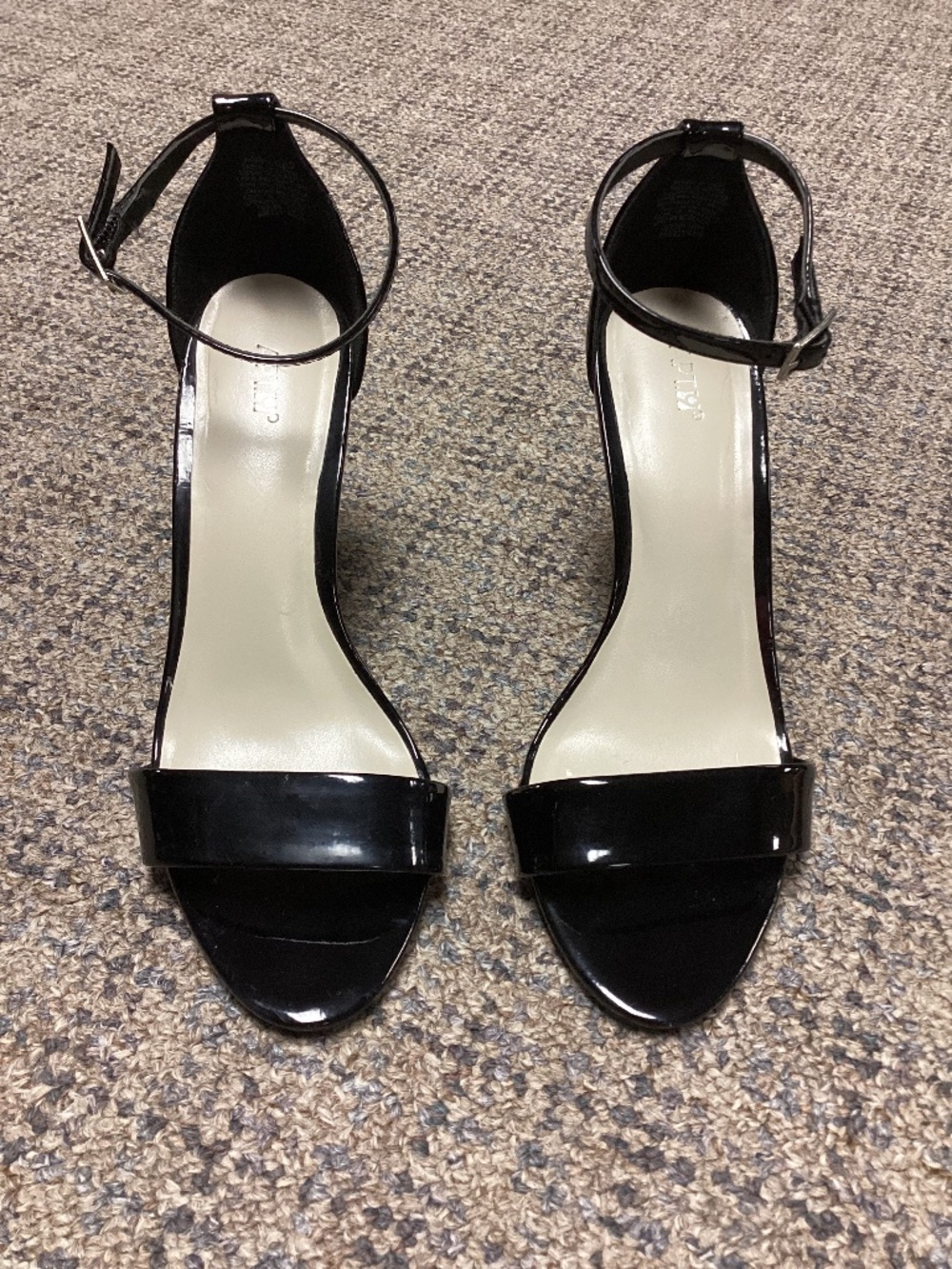 Apt. 9 Black Ankle-Strap Patent Open Toe Heels Size 7